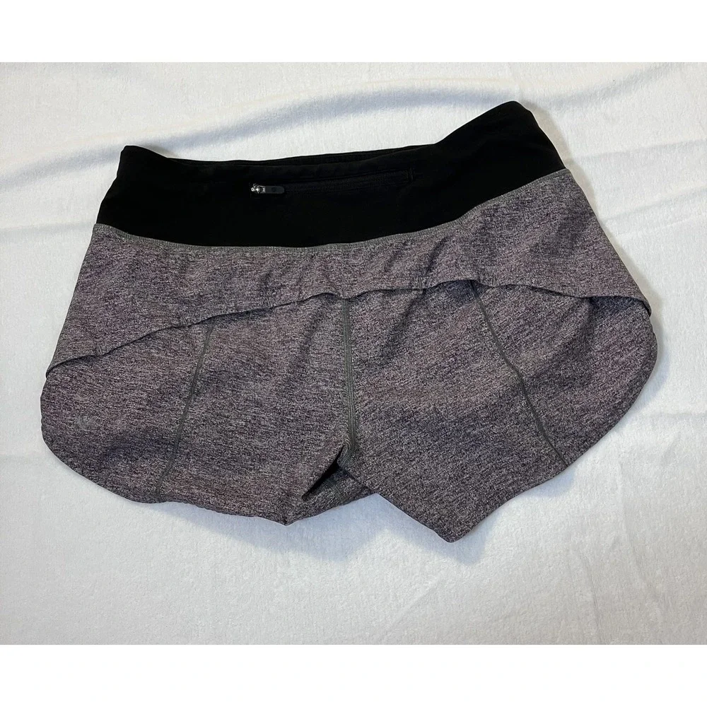 Lululemon 6 Speed Up Shorts Heathered Gray Black Running Athletic Lined 2.5